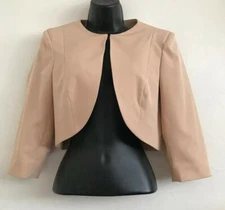 NEW x DP 8-24 Nude Bolero Tailored Fit Structured Crop Soft Blazer Jacket 