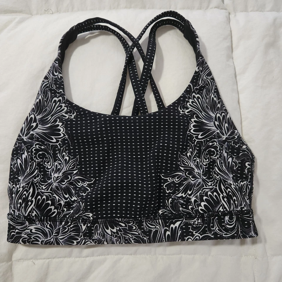 LULULEMON Energy Bra Infinity Energy Alpine White Black Floral, Women's Size 6 - Image 2 of 4