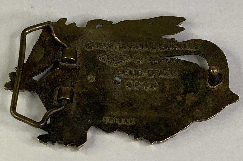 Vintage 1982 Baron Solid Brass “Dragon” 3” 3D Belt Buckle - Image 4 of 4