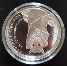 Samoa 2010 $10 Samoan Flying Fox 25g Silver Proof Coin with Swarovski crystals 95.33 per troy oz
