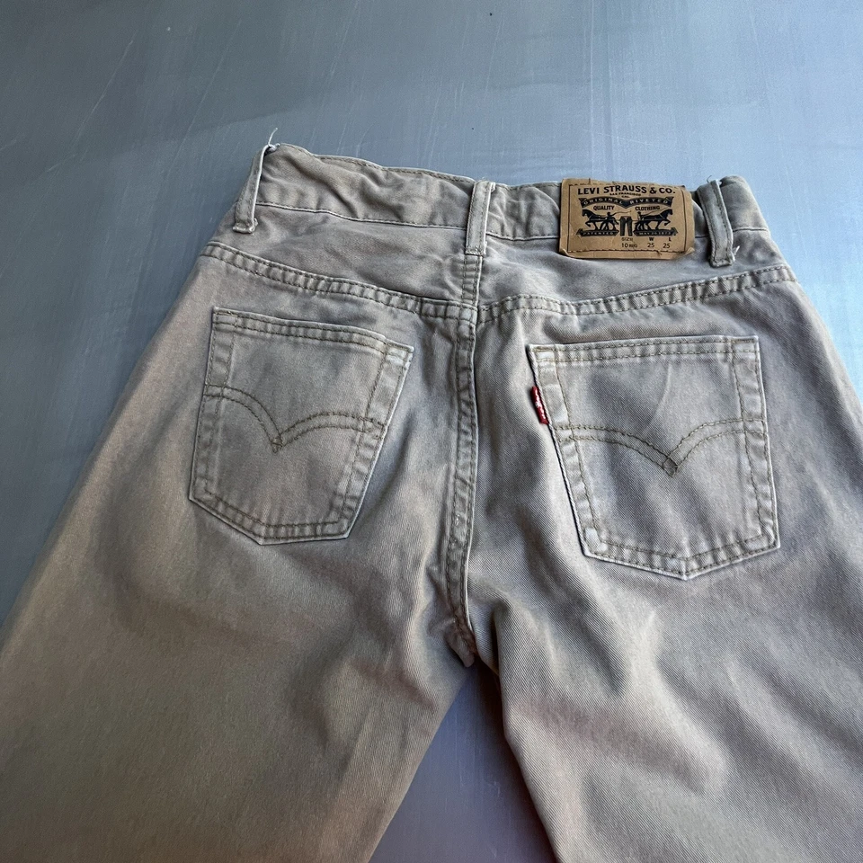 Levis Jeans 505 Boys Regular Sz 10 Regular W25x25L Khaki Adjustable Waist - Image 3 of 4