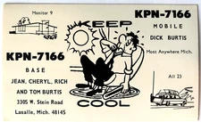 Postcard CB Radio Ham Radio Call Sign KPN7166 "Keep Cool" Lasalle MI c1960s