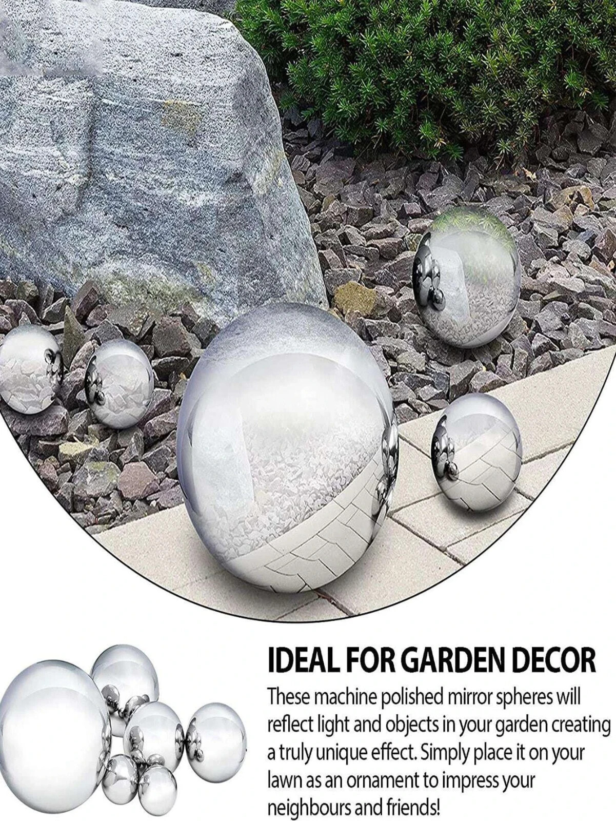 6PCS Outdoors Garden Steel Mirror Sphere Hollow Ball Home Ornament