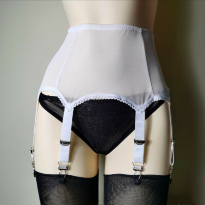 S-2XL Garter Belt Adjustable 6 Strap Suspender Belt Shiny Nylon High  Stockings | eBay