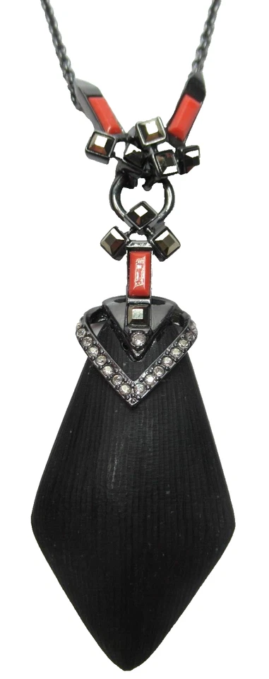 Collar ALEXIS BITTAR Gris Esmerilado Lucita Naranja y Dorado Estrás Foto 2 de 4