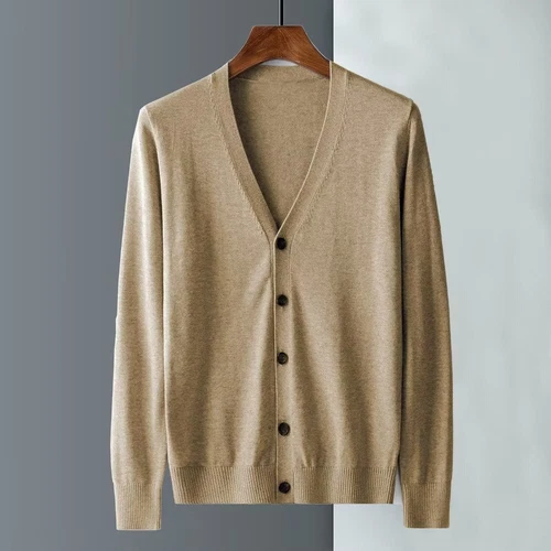 Cardigan uomo scollo V maglia maglione manica lunga bottoni caldo business pullover UK- - Foto 16 di 26