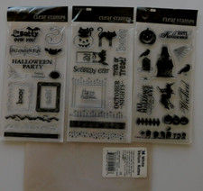 HAMPTON ART HALLOWEEN lot of 3 sets Clear Stamps and vellum pages 10.15