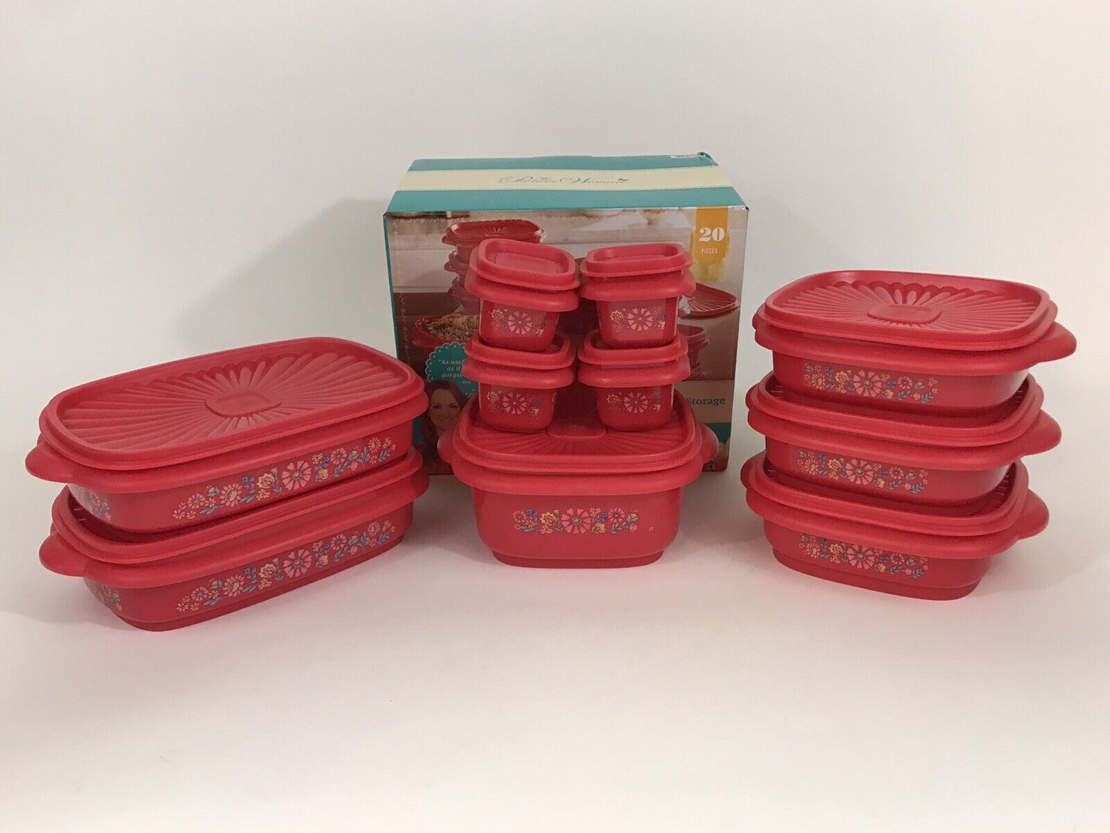 The Pioneer Woman 20 Piece Food Storage Containers Red Maize Set with Lids NEW