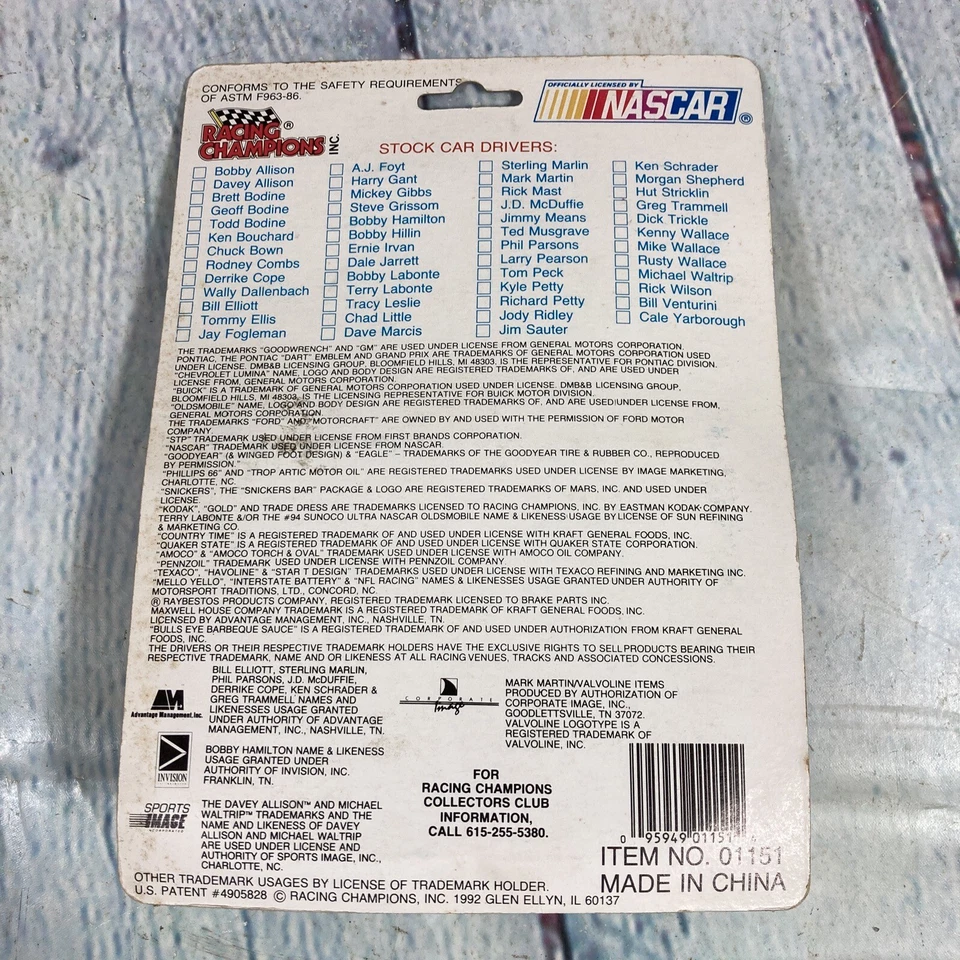 Литой автомобиль Racing Champions 1992 Nascar масштаб 1:64 Bobby Dotter 08 Team R винтажный - Изображение 4 из 4