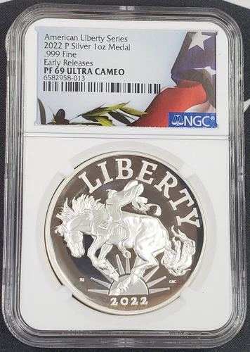 2022-P US Liberty Series Silver Medal-1 oz .999 Fine Silver NGC Graded PF69 Dcam