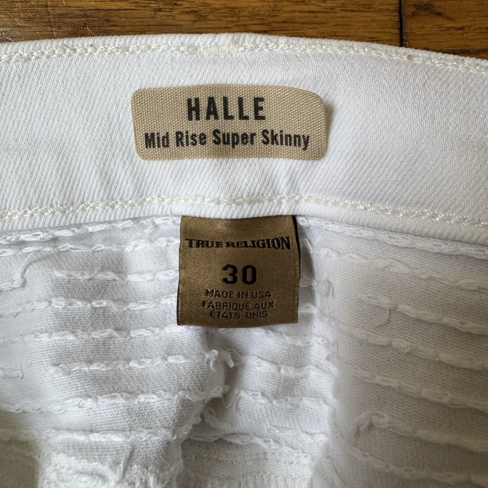 True Religion Women's White Halle Jeans 30 Mid-Rise Skinny Distressed thumbnail 4