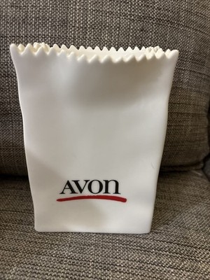 VINTAGE AVON 1986 Ceramic White Bag 6'' Vase Celebrating 100 Years -in Box