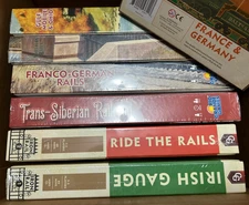 Lot of 7 Train Board Game MSRP $245 Ride the Rails Irish Gauge Gulf Mobile Ohio