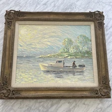 L.G. Nierman “Checking The Morning Line” Impressionist Oil Painting Seascape