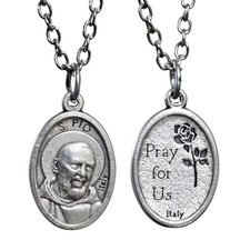 St Pio Padre Pendant Pray For Us Stigmata Miracle Necklace Jewellery & Boxed