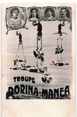 c1905 Postcard, French Circus, Troupe Dorina-Manea Acrobats Family Act