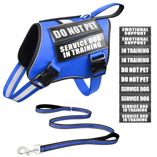 Service Dog Vest Harness and Leash Set+10 Patches,No Pull&Easy Walk Reflective - Picture 2 of 7