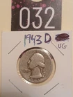 1943D Silver Quarter VG