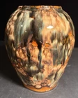 Vintage Brush McCoy Brown Blue Onyx Drip Glaze 6.5" Art Pottery Vase 1930s