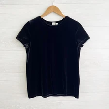 Gap - Black velvet velour soft stretch short sleeve top size XS