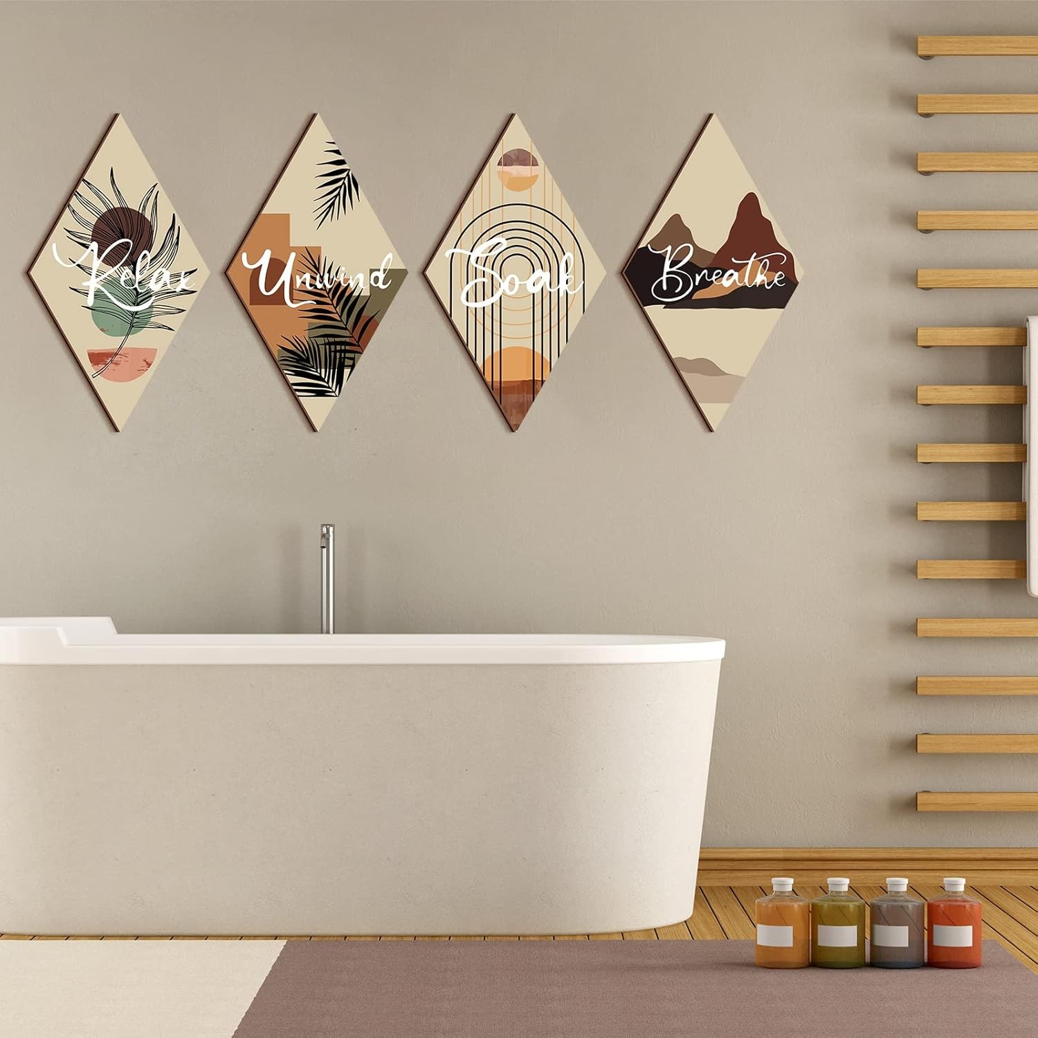 FairySandy 4 Pcs Bathroom Wall Art Restroom Decor Rustic Decor... 