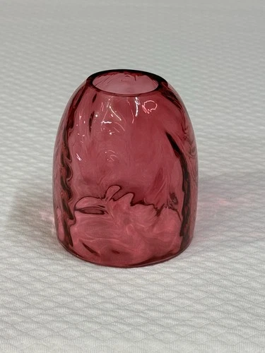 Fenton Cranberry Art Glass Fairy Lamp Shade/ Dome Fern Pattern