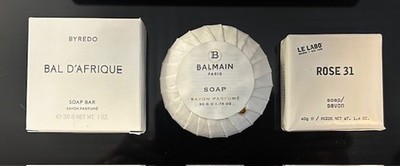 Authentic Le Labo Rose 31 + Byredo Bal d'Afrique + Balmain Scented Travel Soap