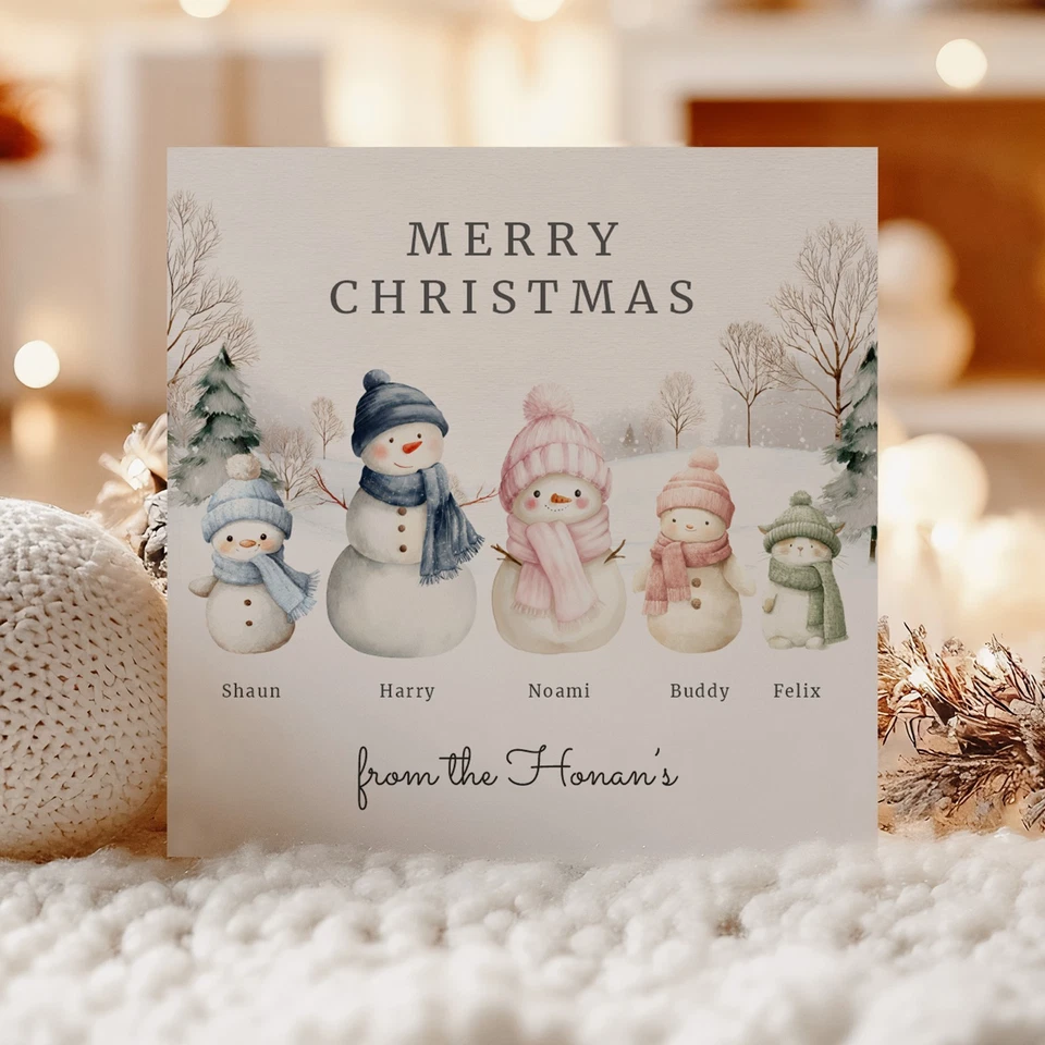 Personalised Snowmen Family Christmas Card - with up to 6 family members - Image 4 of 4