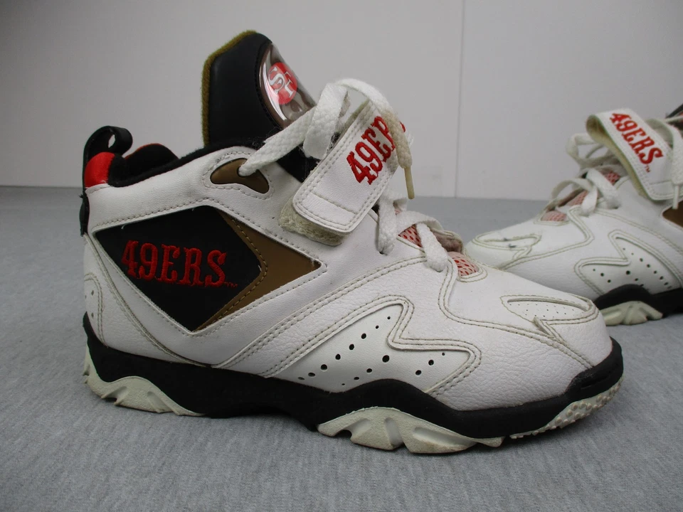 Vintage San Francisco 49ers Shoes Youth 4.5 White Red NFL Football Sneakers 90s - Image 2 of 4
