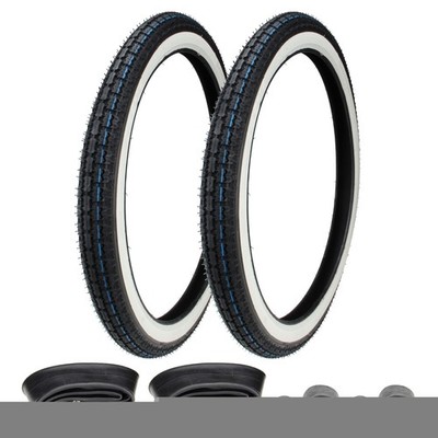 2x Tyres Whitewall Kenda K252 2.25-19 (2 1/4 x 19) 37L TT + Tube + Rim Tape