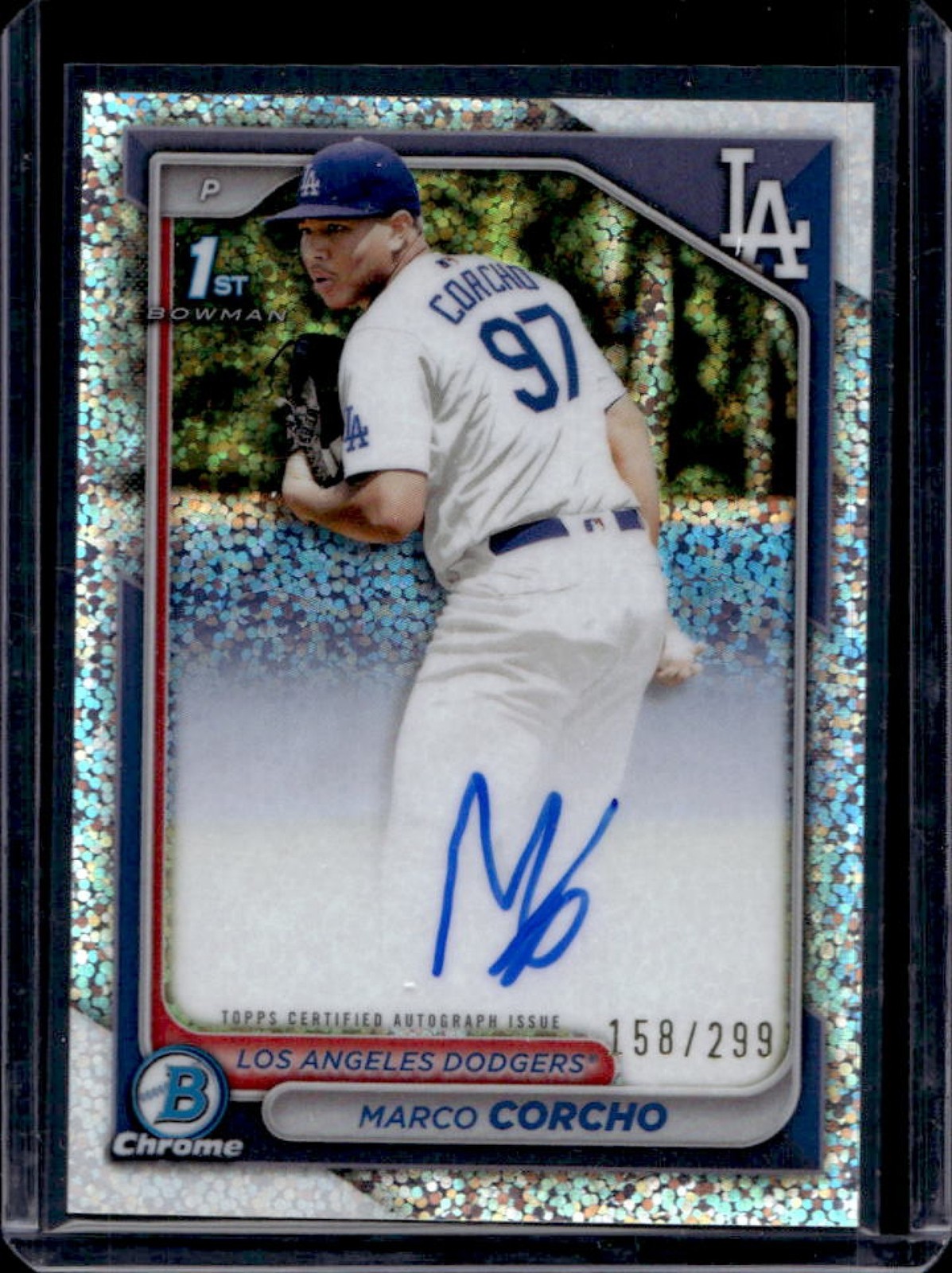 2024 Bowman Chrome Marco Corcho Auto Speckle Refractor 1st #158/299