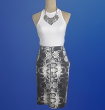 Vintage Vibe Snake Print Wiggle Midi Skirt Worthington Stretch Office Siren