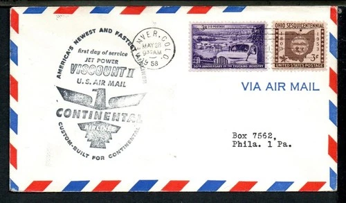 USA 1958 Viscount II First Day of Service Airmail Cover