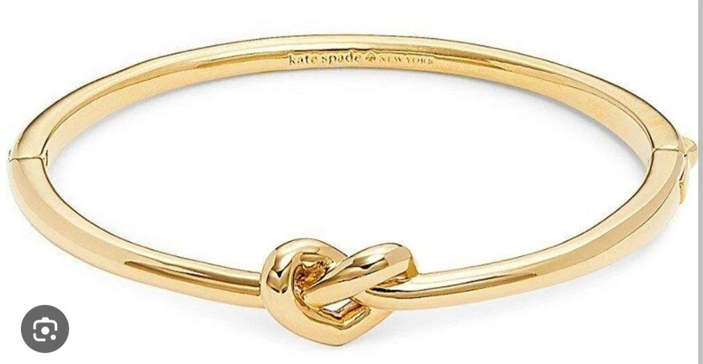 Bracciale Kate Spade NY oro Love Me nodo cuore chiusura cerniera misura 6 5"