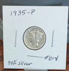 1935-P Mercury Dime - 90% Silver Circulated #014