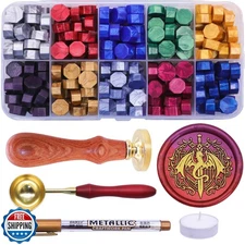 SWANGSA Dragon and Sword Wax Seal Stamp Kit with 200pcs Sealing Wax Beads, Gr