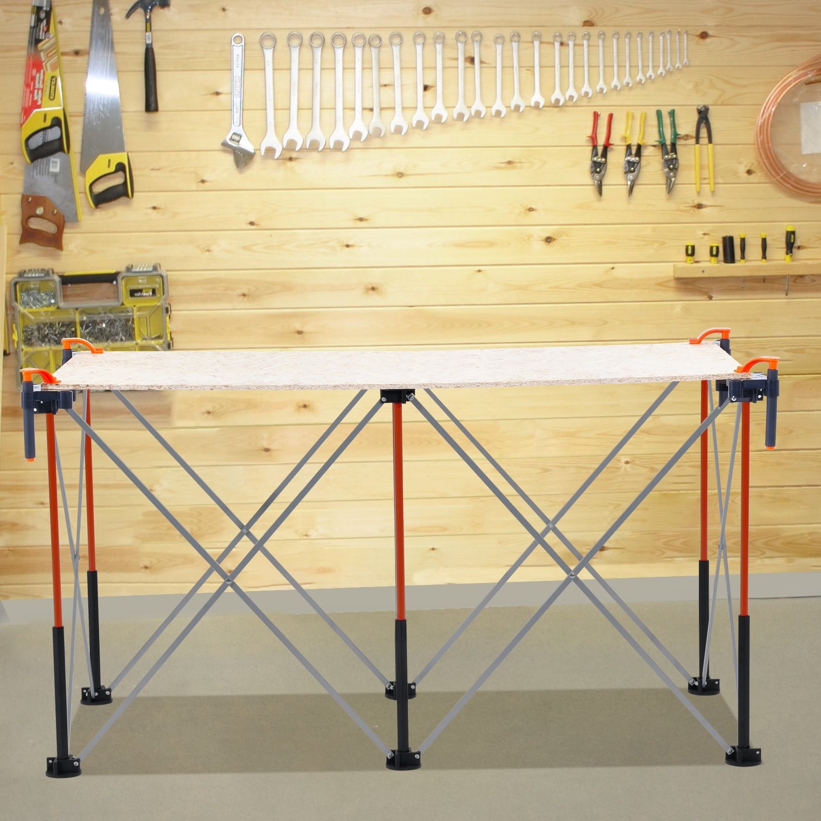 VEVOR Portable Folding Workstand,4.15x2.18 ft Collapsible Workbench,2500 lbs Wei