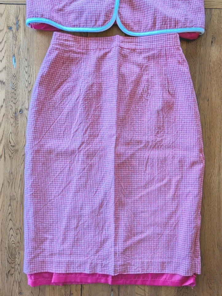 Vintage Leslie Fay Suits Women's Skirt Suit Size 10 – Pink Check Short Sleeve... - Image 3 of 4