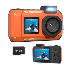 Camera 4K 65MP Underwater Camera with 64G Card, for Snorkeling Autofocus1083