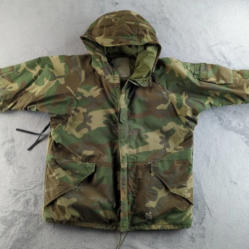 Vintage 90s US Military Parka Mens XL Woodland Camo ECWCS Cold Alpha Industries