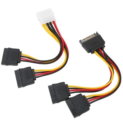 2Pcs Festplatte Netzkabel 4Pin Ide 15Pin Stecker Auf 2 Buchse Distribu Neu