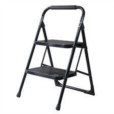 Foldable 2 Step Ladder Stepladder Non Slip Tread Safety Steel For Kitchen Office