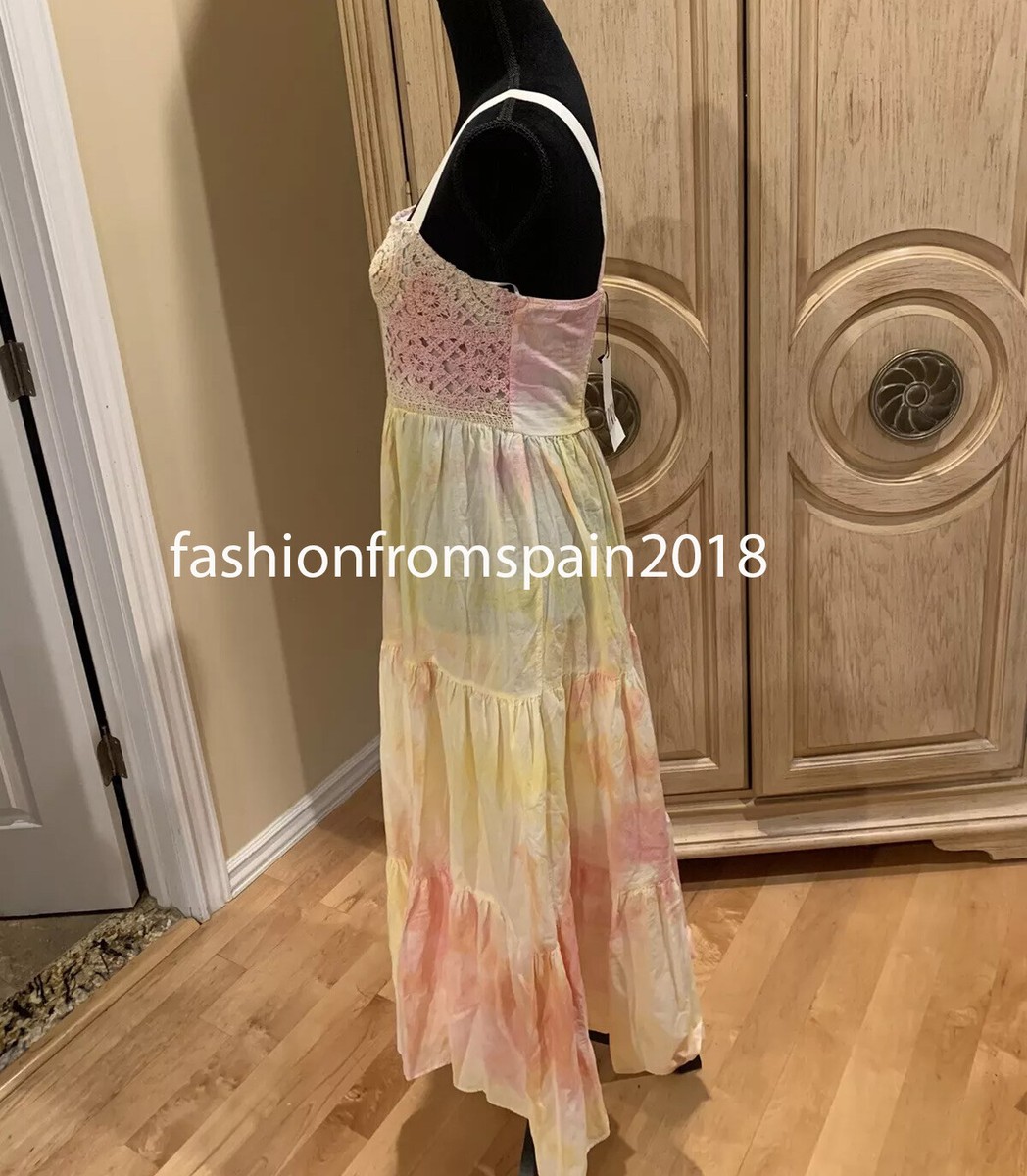 ZARA NEW WOMAN MIDI STRAPPY TIE-DYE CROCHET DRESS XS-L 3666