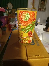 6 Vintage Flower Hi Ball Drinking Glasses 5.5 Takl New Old Stock Nice Color 