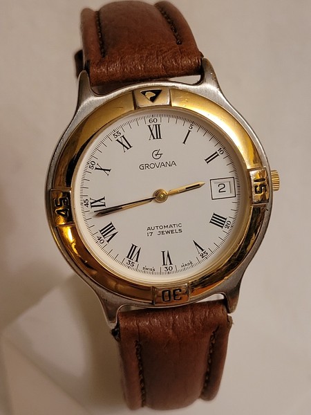 GROVANA Swiss Automatic Date Herren Armbanduhr 70er Jahre 36mm RAR vergoldet. "