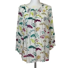 Talbots cream floral tunic, large, cottagecore, flowy, mature, grandmacore