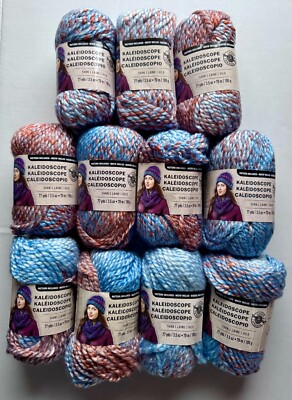 LOTS 11 Loops & Threads Kaleidoscope Yarn Acrylic /Wool Color # KA-01 Opal 3.5oz