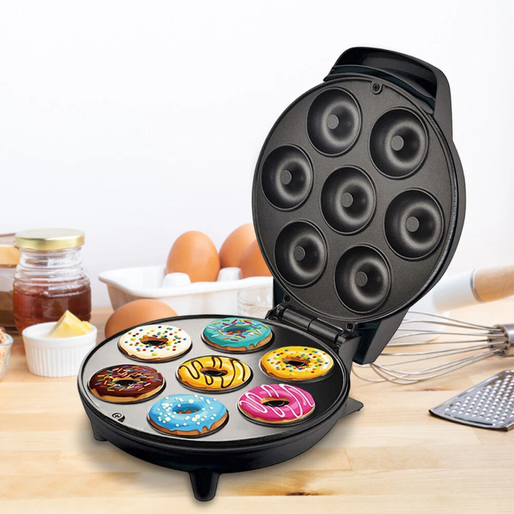 110/240V Mini Donut Maker 7-hole 1200W Electric Doughnut Machine (US Black)