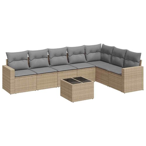 8 Piece Garden Sofa Set with Cushions Beige Poly Rattan vidaXL eBay