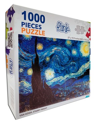 FLINK 1000-Piece Jigsaw Puzzle - Van Gogh Starry Night, 27 X 19.9 Inches, Sustainable Materials